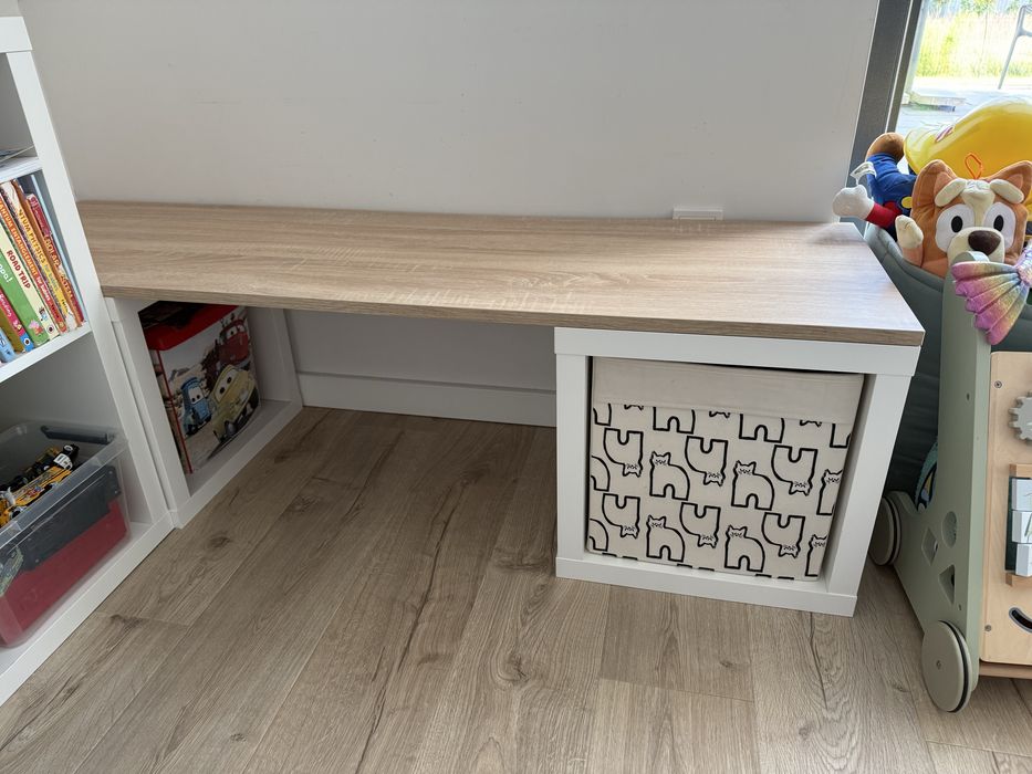 Biurko dzieciece dla dziecka regał półka IKEA kallax biale dębowe drewniane