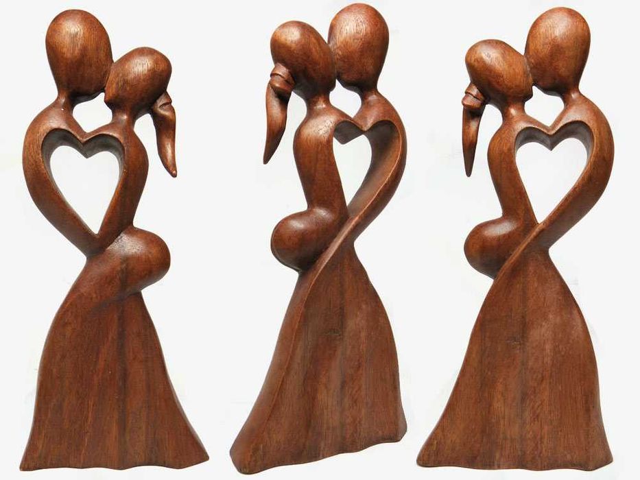 Piękna 30cm RZEŹBA Miłosna Lite Drewno Super Prezent Rękodzieło Orient