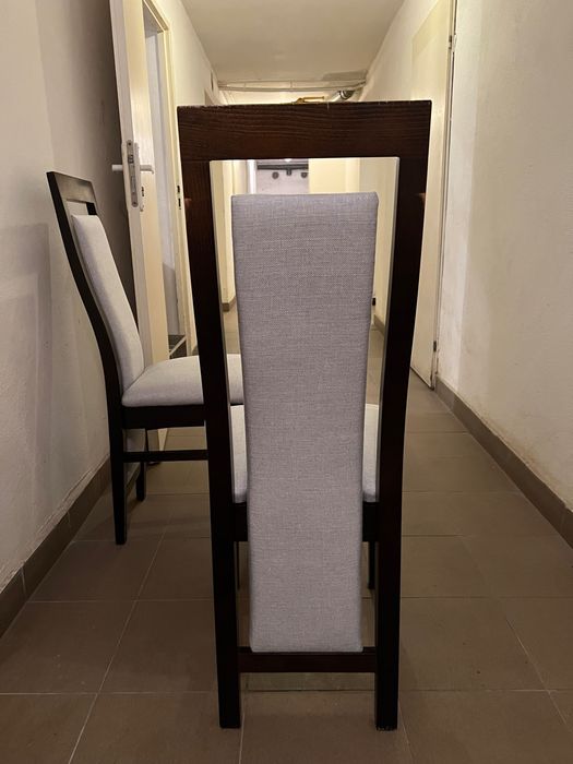 6 krzeseł do jadalni – drewniane, tapicerowane