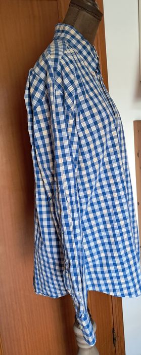 Camisa Homem Sacoor Brothers Tam. M – Padrão Xadrez Azul e Castanho / Amarelo