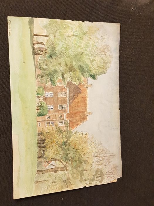 Pejzaż akwarela na papierze.