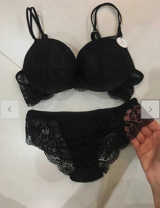 Biustonosz push-up 70B komplet erotyczny koronka