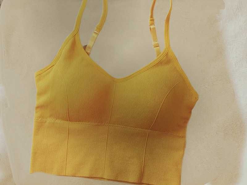 NOWY stanik sportowy musztardowy