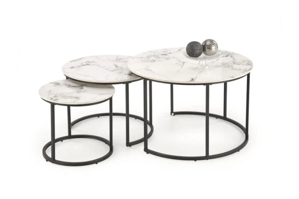 NOWE stoliki okragle ze SPIEKU zestaw marmurowe