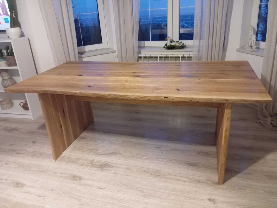 Stół Dębowy Loft Nowoczesny Lite Drewno Dąb Masywne Nogi