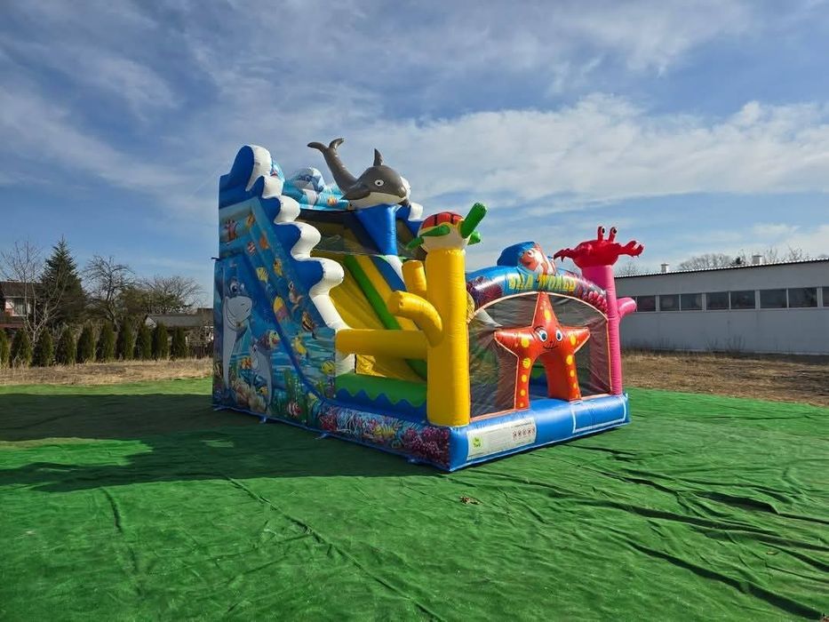 Dmuchaniec wodny świat trampolina plac zabaw  zjeżdżalnia