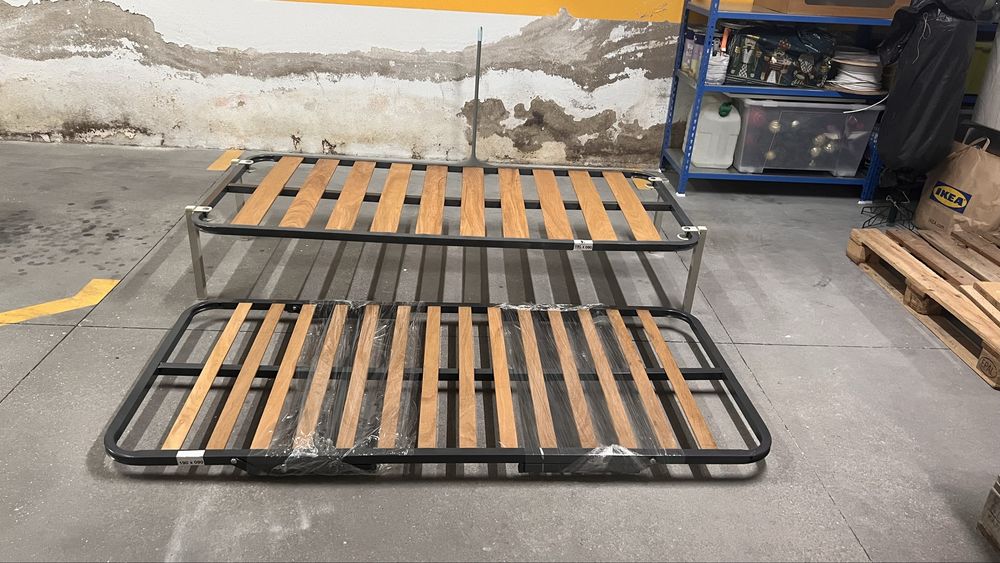 Divã / Sofá-cama extensível em madeira e metal – 190 × 80 cm