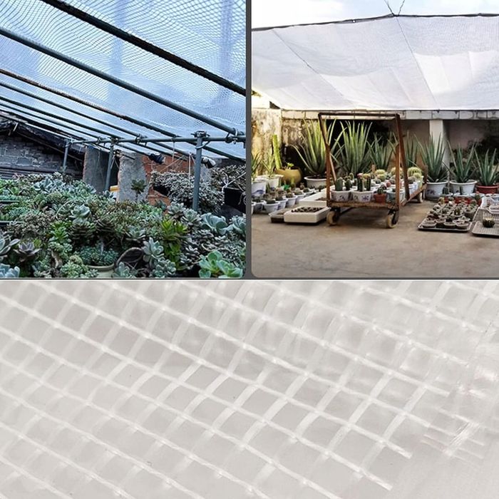 Oczkowana Plandeka przezroczysta 4x6m zbrojona 100g biała okute rogi