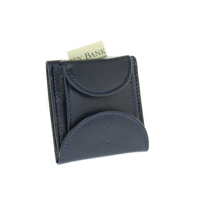 Mały męski portfel skórzany bilonówka banknotówka slim granat