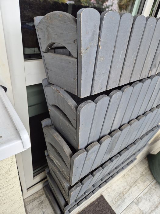 7 x Rustykalne drewniane solidne skrzynki na kwiaty balkonowe kolor sz