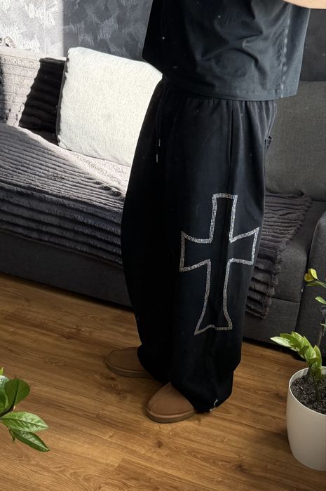 Широкі спортивні штани з стразами opium baggy sweatpants chrome hearts