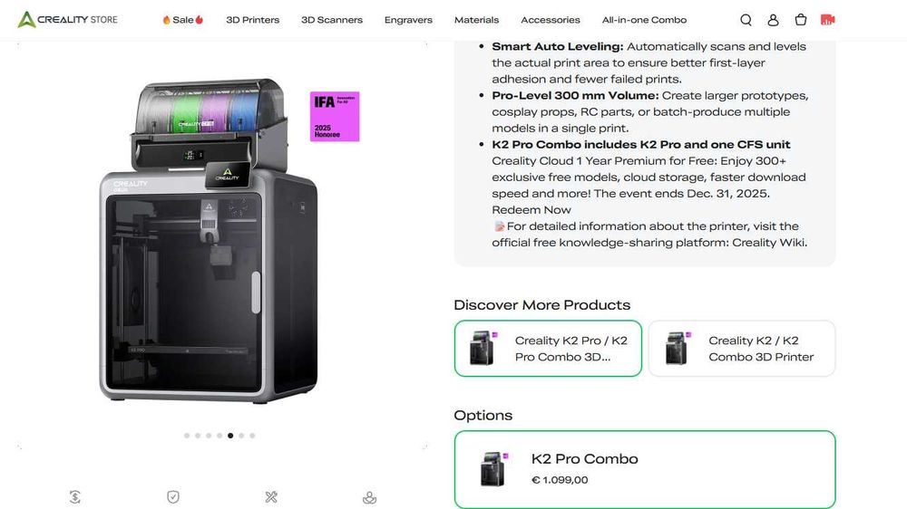 Creality K2 Pro Combo Impressora 3D - Nova, Selada, Por abrir