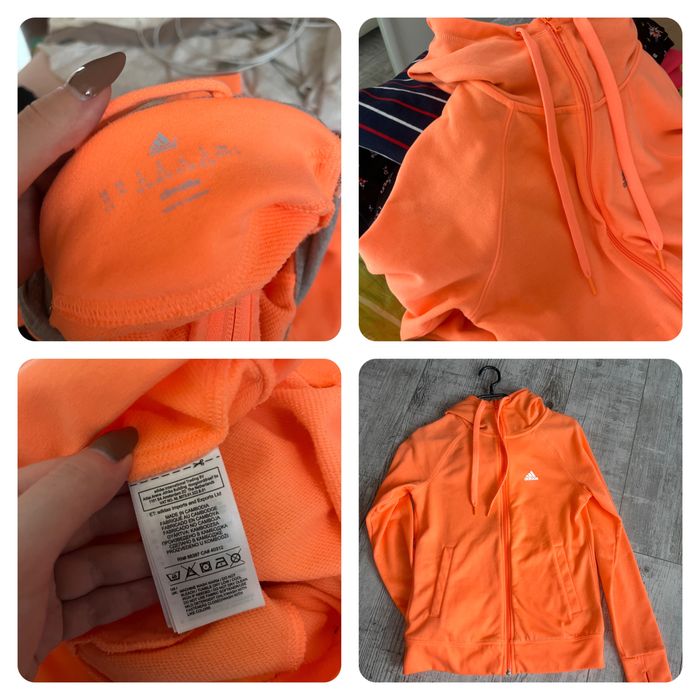 rozpinana neonowa pomarańczowa bluza z kapturem Adidas XS