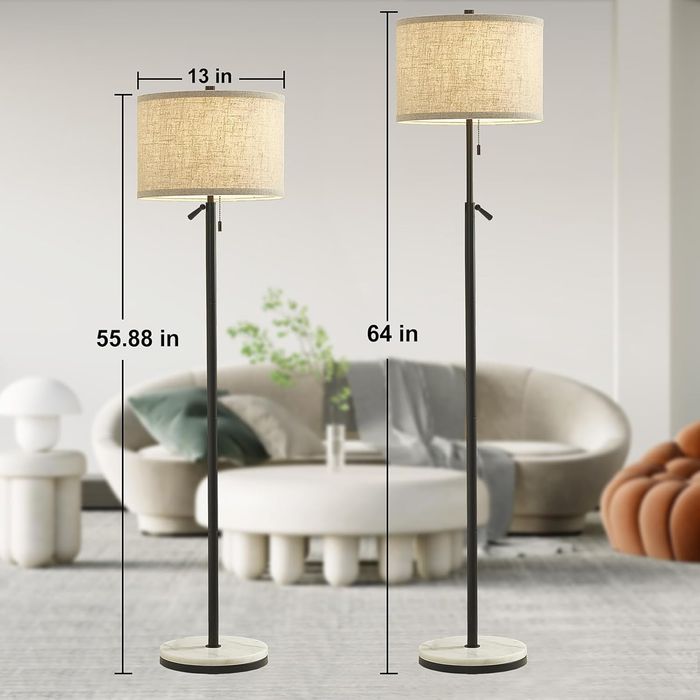 GyroVu lampa podłogowa regulowana wysokość marmurowy design – Czarna