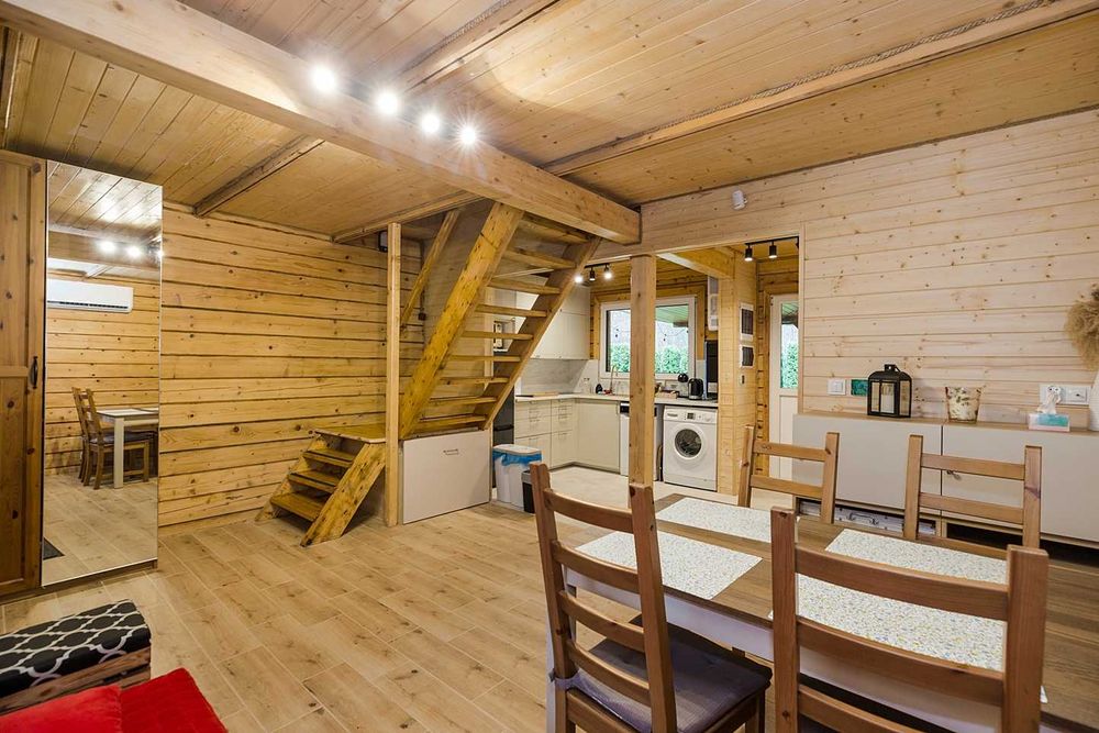 Domek drewniany na wynajem dla maks. 6 osób | balia ogrodowa | sauna