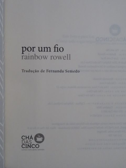 Por um Fio de Rainbow Rowell - 1ª Edição