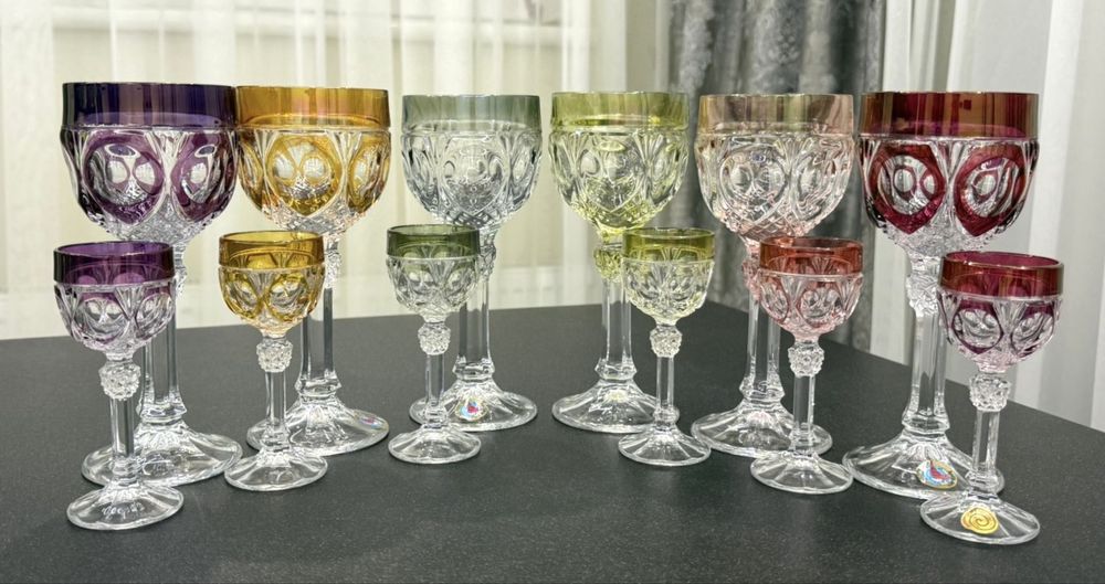 Хрустальные фужеры для вина и рюмки Hofbauer производства GDR Германия