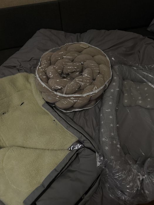 Дитячий бортик /косичка/утеплений чохол в коляску /кокон