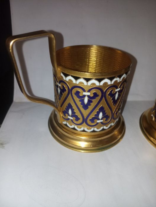 Позолоченные подстаканники времен СССР, 1958г,Ю.З. цена за  пару.