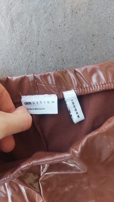 Spodnie legginsy latex dopasowane wyższy stan  M 38 Asos
