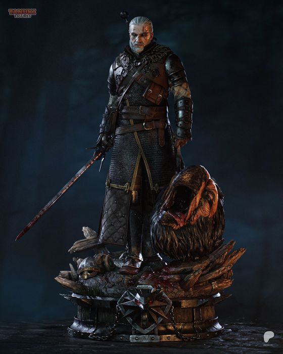 Geralt | Wiedźmin 3 | Figurka 31 cm | druk z żywicy 12K | Niemalowana