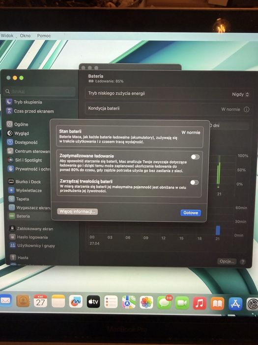 Macbook pro i5 2017 8gb ram, 256 ssd z nową baterią