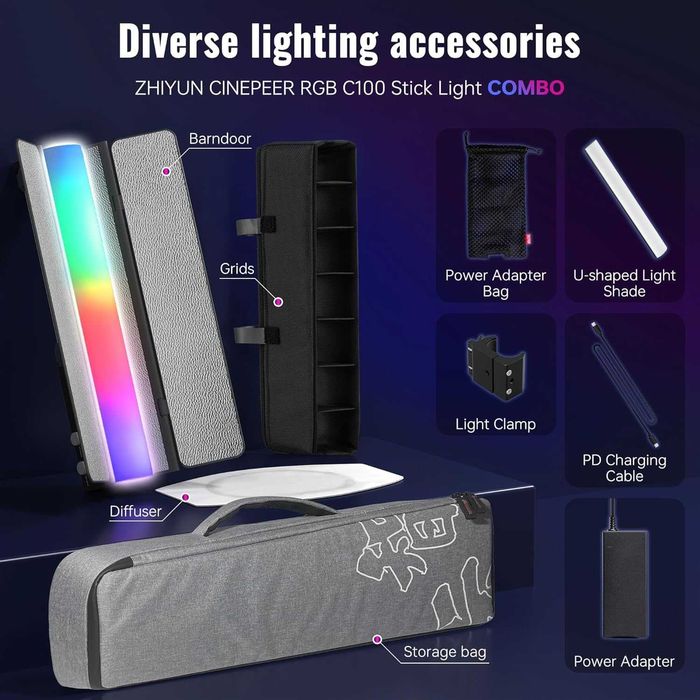 Zhiyun Cinepeer C100 Multi Color Light Bar Combo | SELADO
