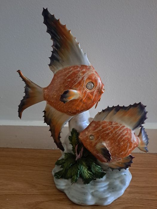 Estátua Cerâmica Peixes 30cm