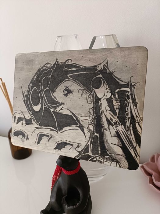 Quadros pintados à mão, em madeira