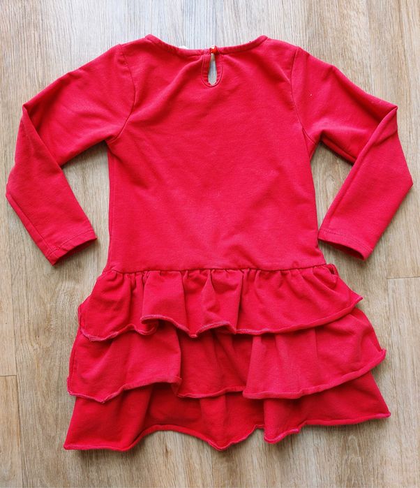 Ciepła czerwona sukienka z długim rękawem COOL CLUB rozm. 98