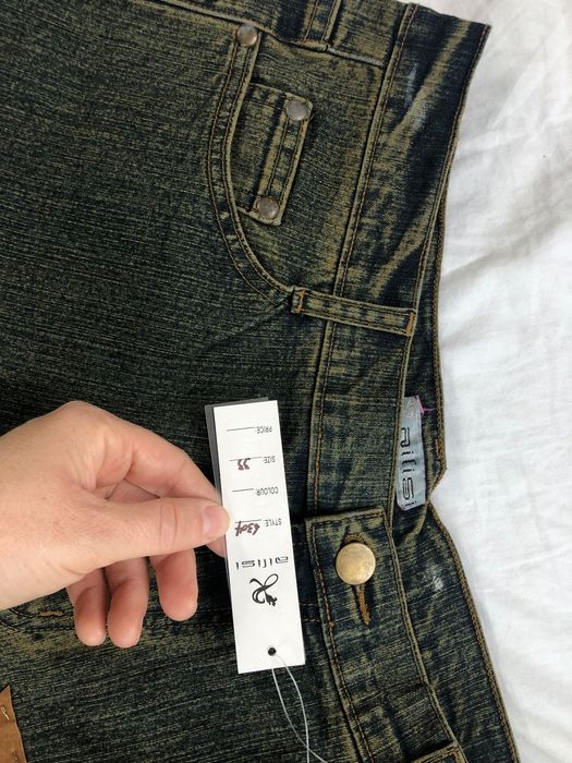 Spodnie dzwony jeansy denim y2k 2000s boho vibe ekoskóra L 33