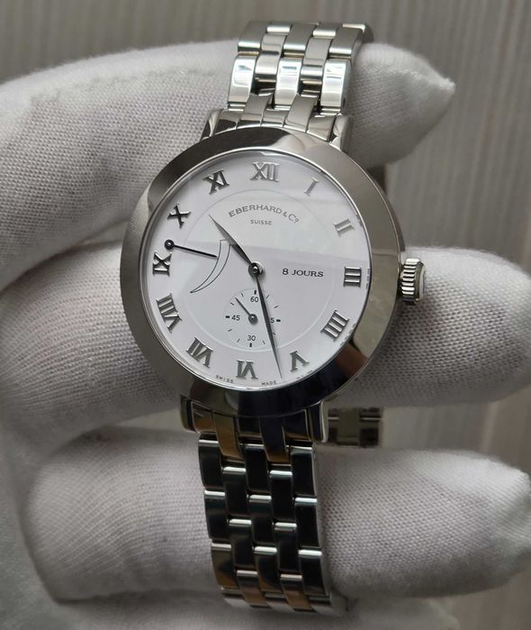 Чоловічий годинник Eberhard & Co 21022 White Mechanical 8 Days Power reserve 39.5 mm