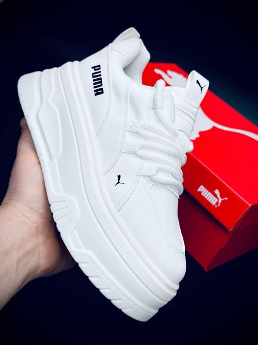 Женские кросовки ботинки Puma пума/белоснежные кожаные кросовки пума
