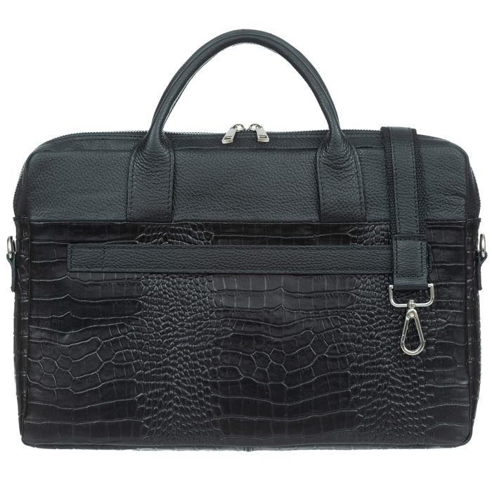 VERA PELLE torebka skórzana teczka kroko torba na laptopa V545 czarna