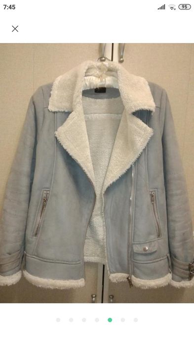 Дублёнка куртка серая авиатор пилот