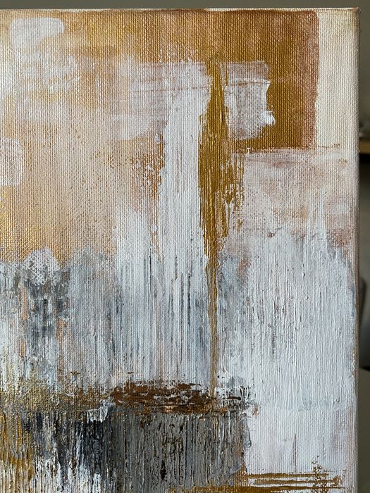 Obraz strukturalny abstrakcyjny ręcznie malowany złoto 30x40cm