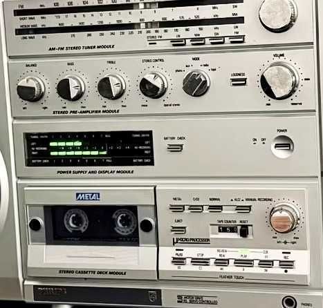 Philips D8614 бумбокс Austria 1982 — 61см, 8кг, 4 динамика, 3-моторный кассетник, ТО мастером | 9 из 10 из Германии
