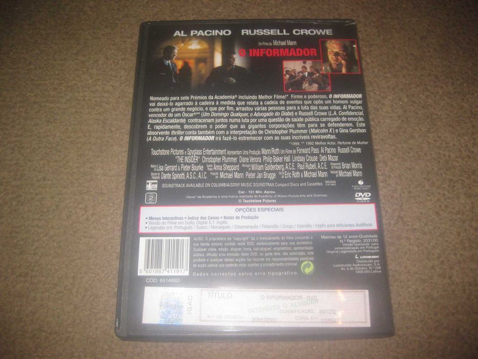 DVD "O Informador" com Al Pacino