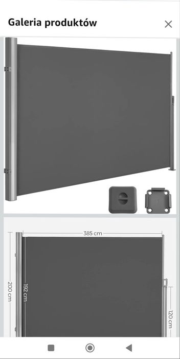 Markizy boczne różne rozmiary