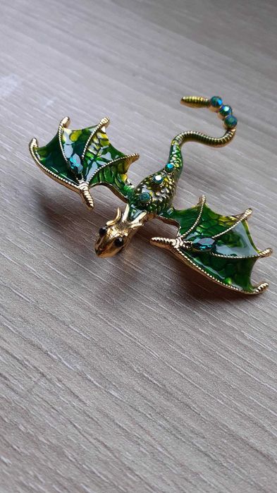 Broche alfinete dragão verde NOVO