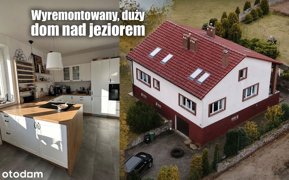 Wyremontowany, duży dom nad jeziorem, duży garaż, piękny ogród