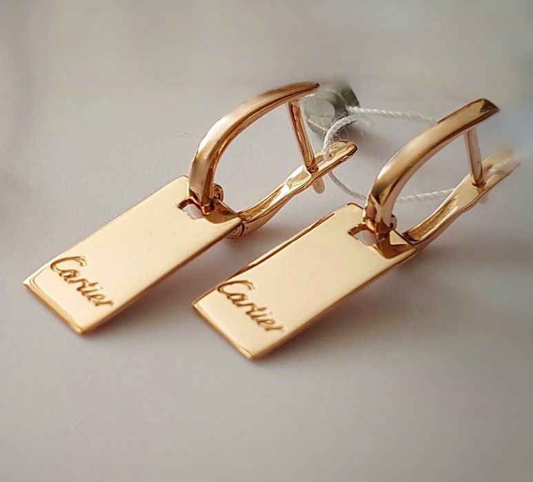 Золоті сережки в стилі картьє 585 проба нові