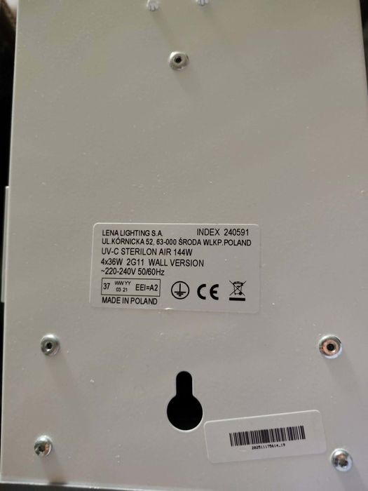 Lampa bakteriobójcza przepływowa