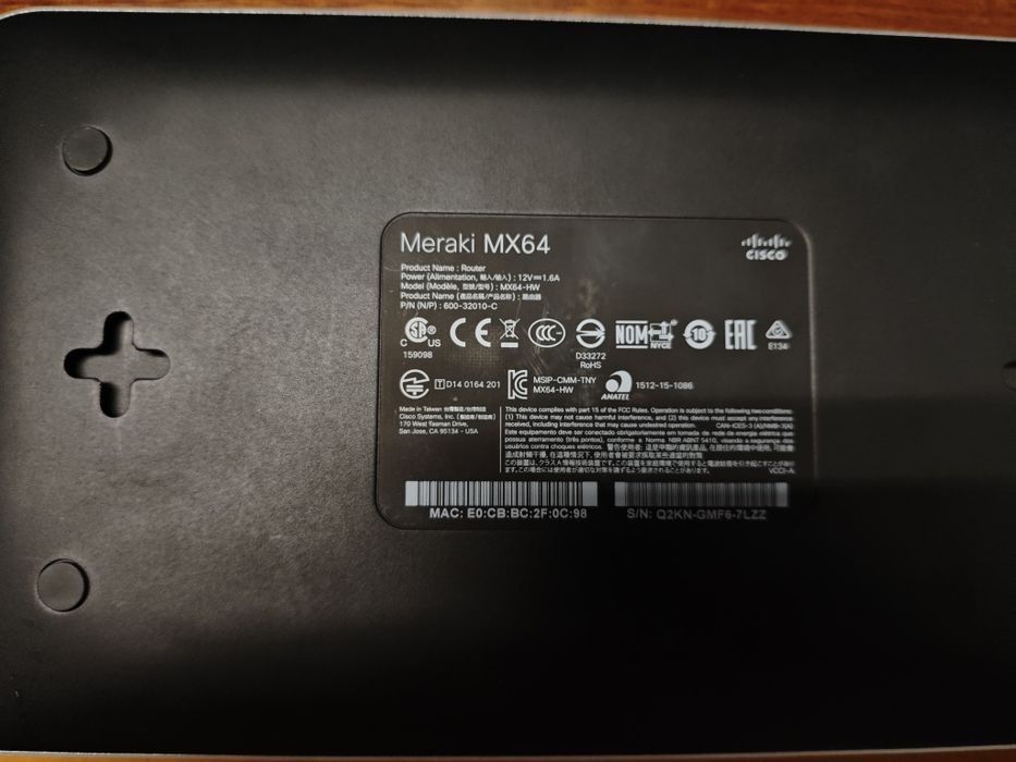 Cisco Meraki MX64 Firewall Empresarial