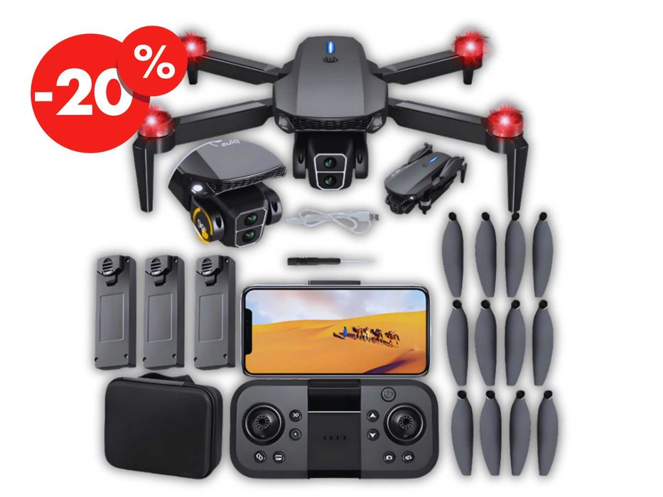 Profesjonalny DRON E88 GT DLS Regulacja Kamery x3 Baterie - OKAZJA