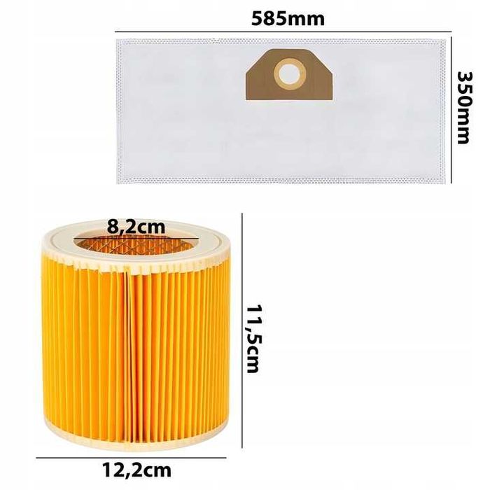 10x Worki Filtr Odkurzacza Karcher Wd3 Se4001 Syntetyczne Flizelinowe