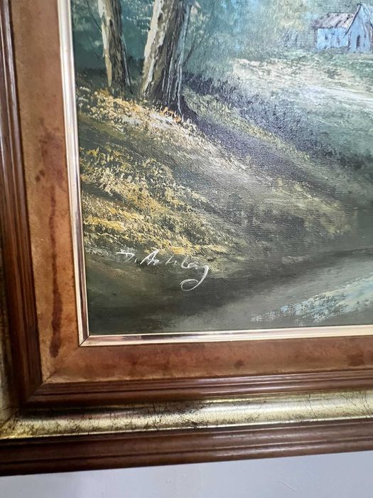 Quadro Pintura a Óleo Paisagem Rural – Assinado e com Moldura Clássica de Luxo