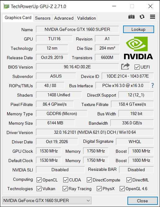 Відеокарта ASUS Phoenix GTX 1660 SUPER OC 6GB GDDR6 | Обслугована