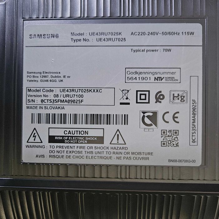 Tv samsung para peças.