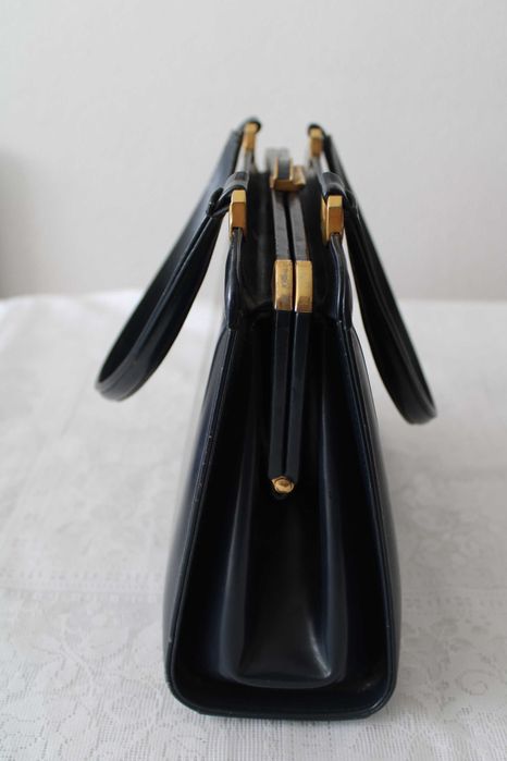 Mala pele genuína de altíssima qualidade Vintage em azul escuro